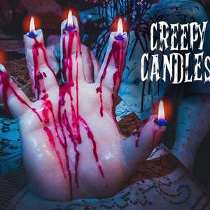 Bleeding Hand Candle Halloween Decor Halloween Candles Halloween Decorations Fall Candle Horror Decor Creepy Candles Birthday image 3