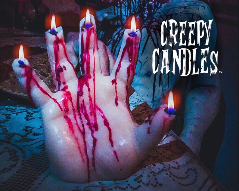 Bleeding Hand Candle Halloween Decor Halloween Candles Halloween Decorations Fall Candle Horror Decor Creepy Candles Birthday image 3