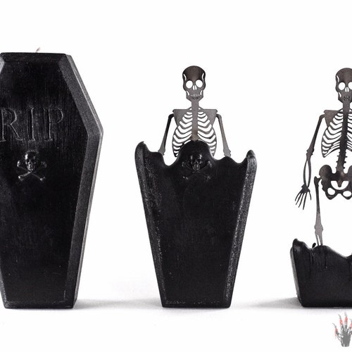 Coffin Skeleton Candle - Halloween Candles - Creepy Candles - Halloween Decor - Fall Candle - Halloween Decorations - Horror - Goth Birthday