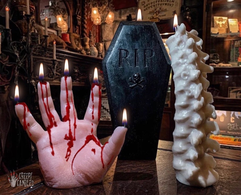 Bleeding Hand Candle Halloween Decor Halloween Candles Halloween Decorations Fall Candle Horror Decor Creepy Candles Birthday image 4