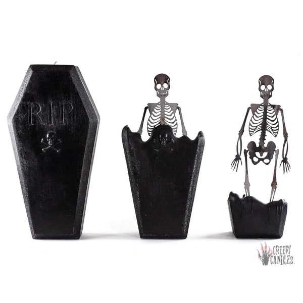 Coffin Skeleton Candle - Halloween Candles - Creepy Candles - Halloween Decor - Fall Candle - Halloween Decorations - Horror - Goth Birthday