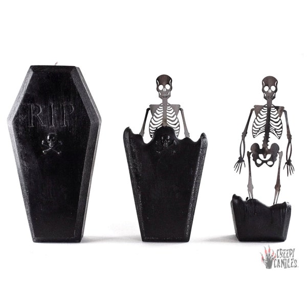 Coffin Skeleton Candle: Unscented Halloween Horror Decor