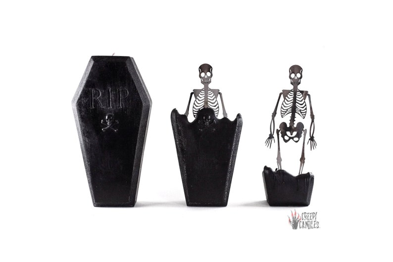 Coffin Skeleton Candle Halloween Candles Creepy Candles Halloween Decor Fall Candle Halloween Decorations Horror Goth Birthday image 1