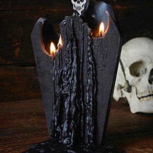 Coffin Skeleton Candle Halloween Candles Creepy Candles Halloween Decor Fall Candle Halloween Decorations Horror Goth Birthday image 5