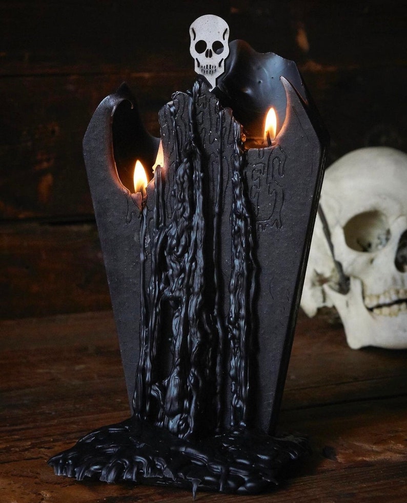 Coffin Skeleton Candle Halloween Candles Creepy Candles Halloween Decor Fall Candle Halloween Decorations Horror Goth Birthday image 5