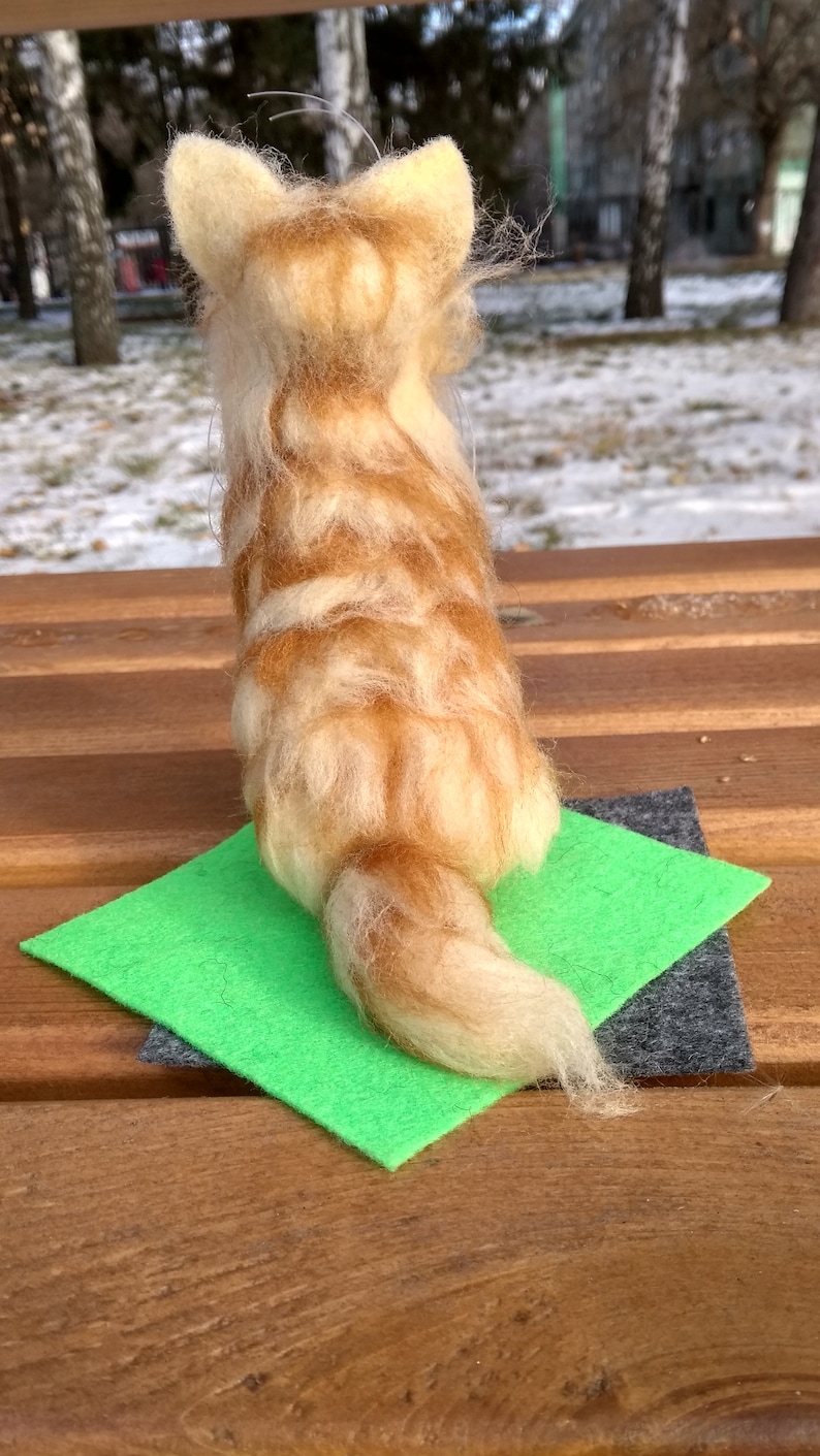 Ginger cat Wool sculpture Needle felted pet Cat ornament Customized cat portrait Realistic cat Pet Replica Burnt Orange Cat lover gift
