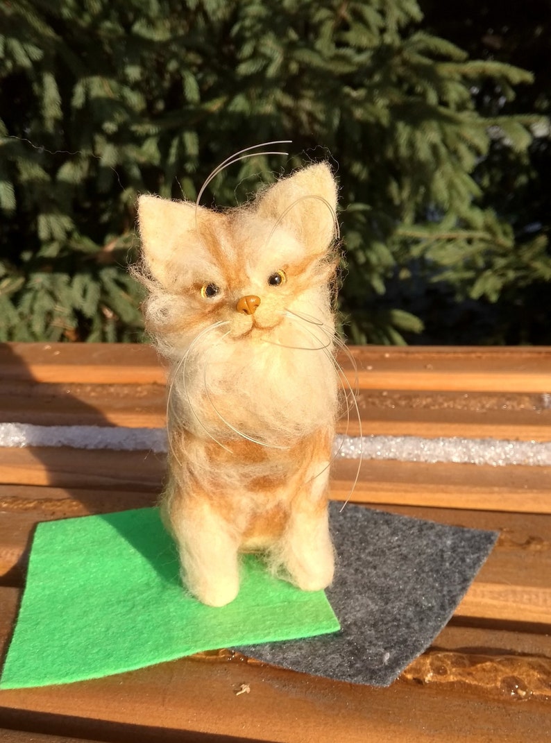 Ginger cat Wool sculpture Needle felted pet Cat ornament Customized cat portrait Realistic cat Pet Replica Burnt Orange Cat lover gift