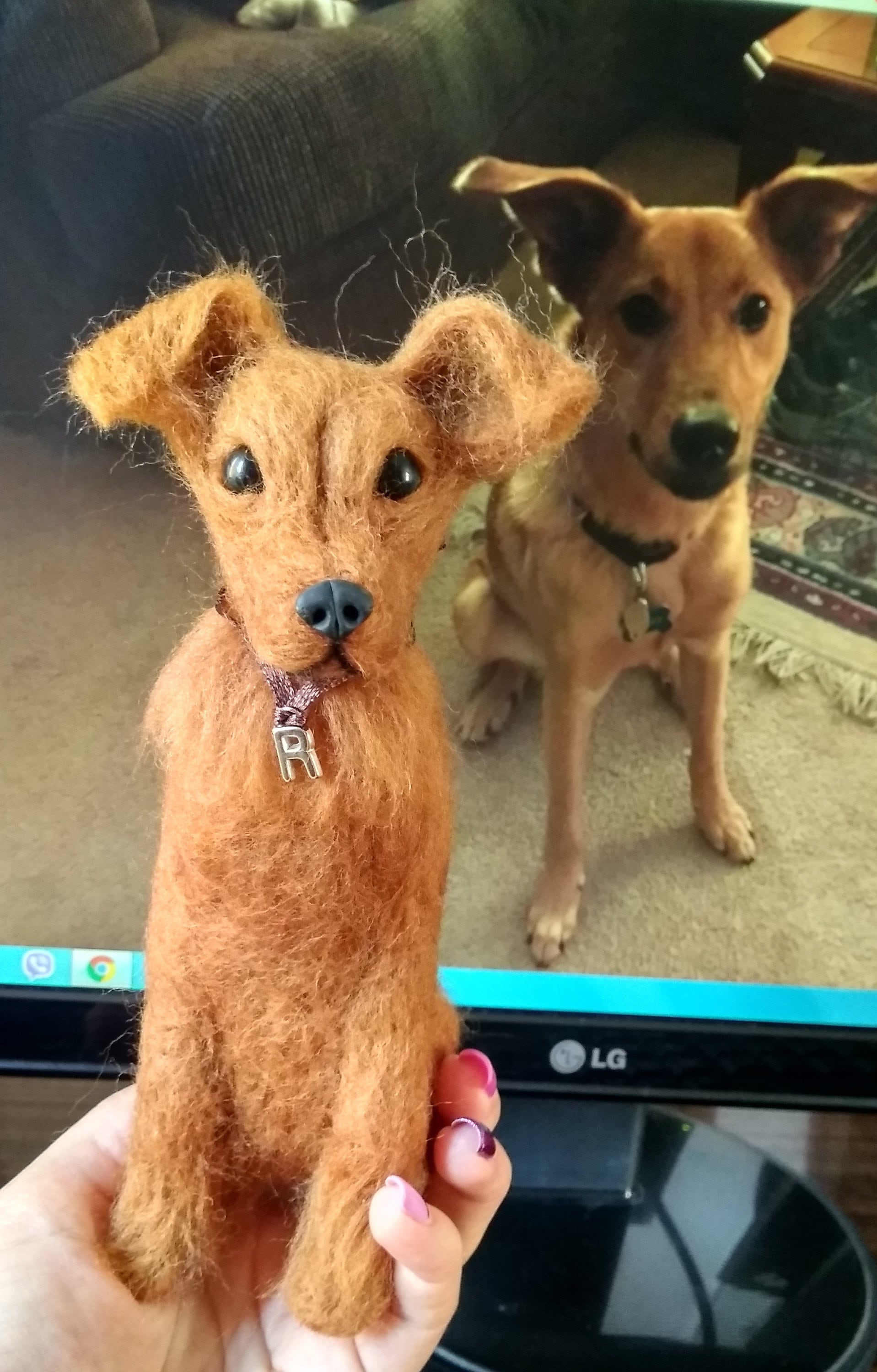 Custom dog doll Pet portrait from Photos Needle felted animal Etsy