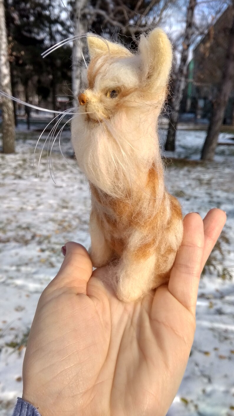 Ginger cat Wool sculpture Needle felted pet Cat ornament Customized cat portrait Realistic cat Pet Replica Burnt Orange Cat lover gift