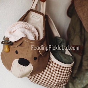 Brown Bear Hanging Pod, Woodland Nursery Storage, Woodland Theme, Baby Shower Gift, Forest Theme, Kids Room, Playroom, Boys Room Storage, image 1