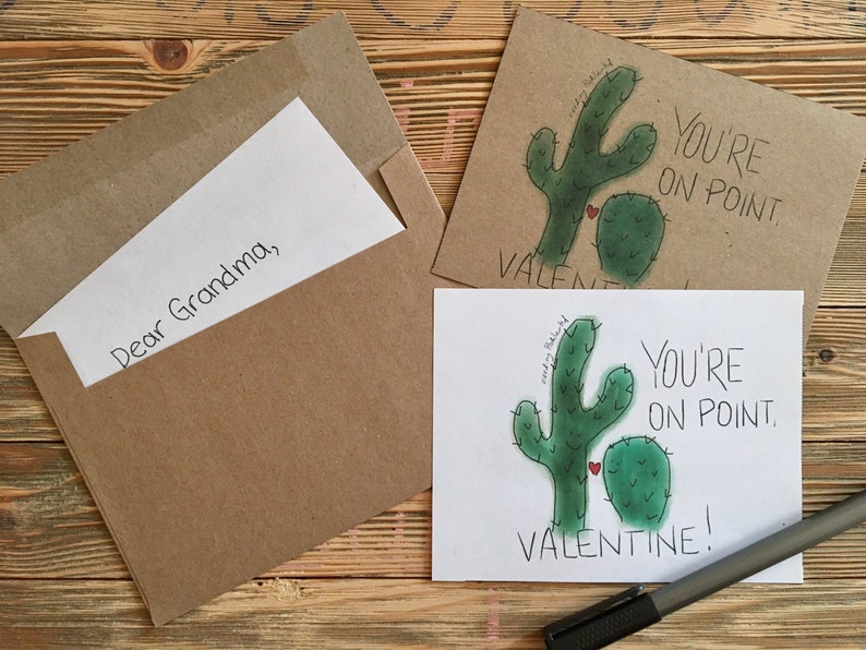 Printable Cactus on point Valentines Card for Kids Valentine Party Digital Download
