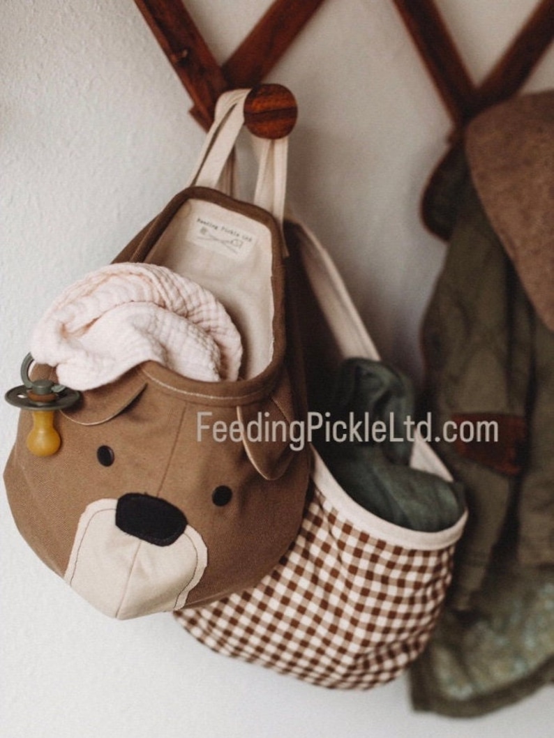 Brown Bear Hanging Pod, Woodland Nursery Storage, Woodland Theme, Baby Shower Gift, Forest Theme, Kids Room, Playroom, Boys Room Storage, image 1