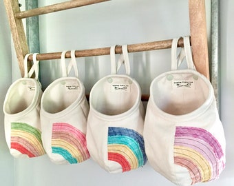 Rainbow Hanging Pod, Rainbow Storage Basket, Playroom Storage, Bedroom Organization Storage, Hanging Bag, Hanging Basket