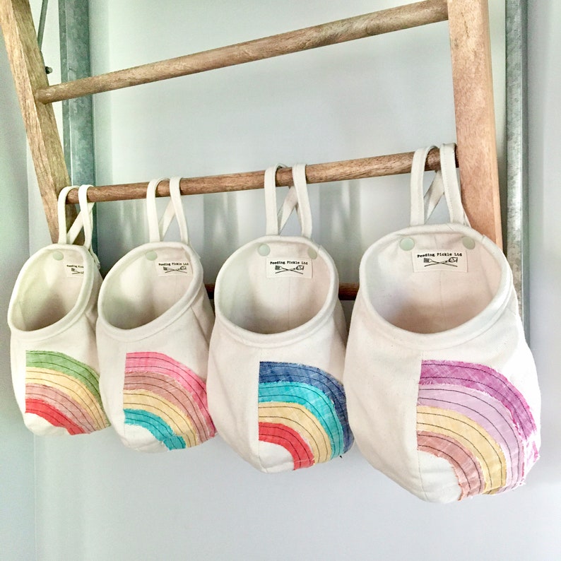 Rainbow Hanging Pod, Rainbow Storage Basket, Playroom Storage, Bedroom Organization Storage, Hanging Bag, Hanging Basket image 1