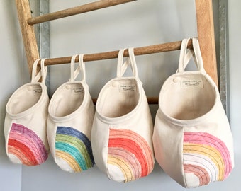 Rainbow Hanging Pod Basket, Playroom Storage, Bedroom Storage, Hanging Bag, Hanging Basket, Rainbow Baby, Entryway Organization