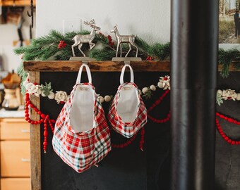 Christmas Plaid Hanging Storage Pod, Gift Bag, Hanging Storage Bag, Hanging Storage Basket, Christmas Stocking, Nursery Storage,