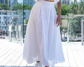 Linen Skirt , White Linen Skirt , Linen Skirts for Woman, Linen Skirt with Pockets, Linen Maxi Skirt, Long Linen Skirt, Maxi Linen Skirt