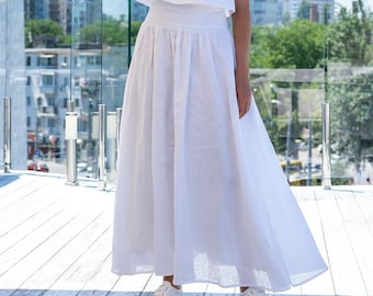 Linen Skirt , White Linen Skirt , Linen Skirts for Woman, Linen Skirt with Pockets, Linen Maxi Skirt, Long Linen Skirt, Maxi Linen Skirt