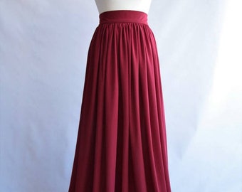 Long burgundy chiffon skirt Long burgundy chiffon bridesmaid skirt Burgundy chiffon skirt   Burgundy bridesmaid skirt   Maxi skirt