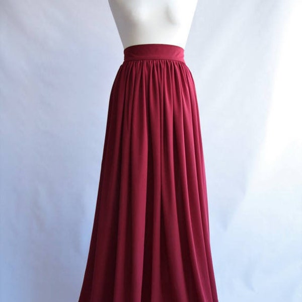 Long burgundy chiffon skirt Long burgundy chiffon bridesmaid skirt Burgundy chiffon skirt   Burgundy bridesmaid skirt   Maxi skirt