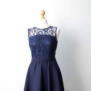 Short navy blue dress Navy blue bridesmaid dress Navy blue cocktail dress Navy party dress Navy blue lace dress Short bridesmaid