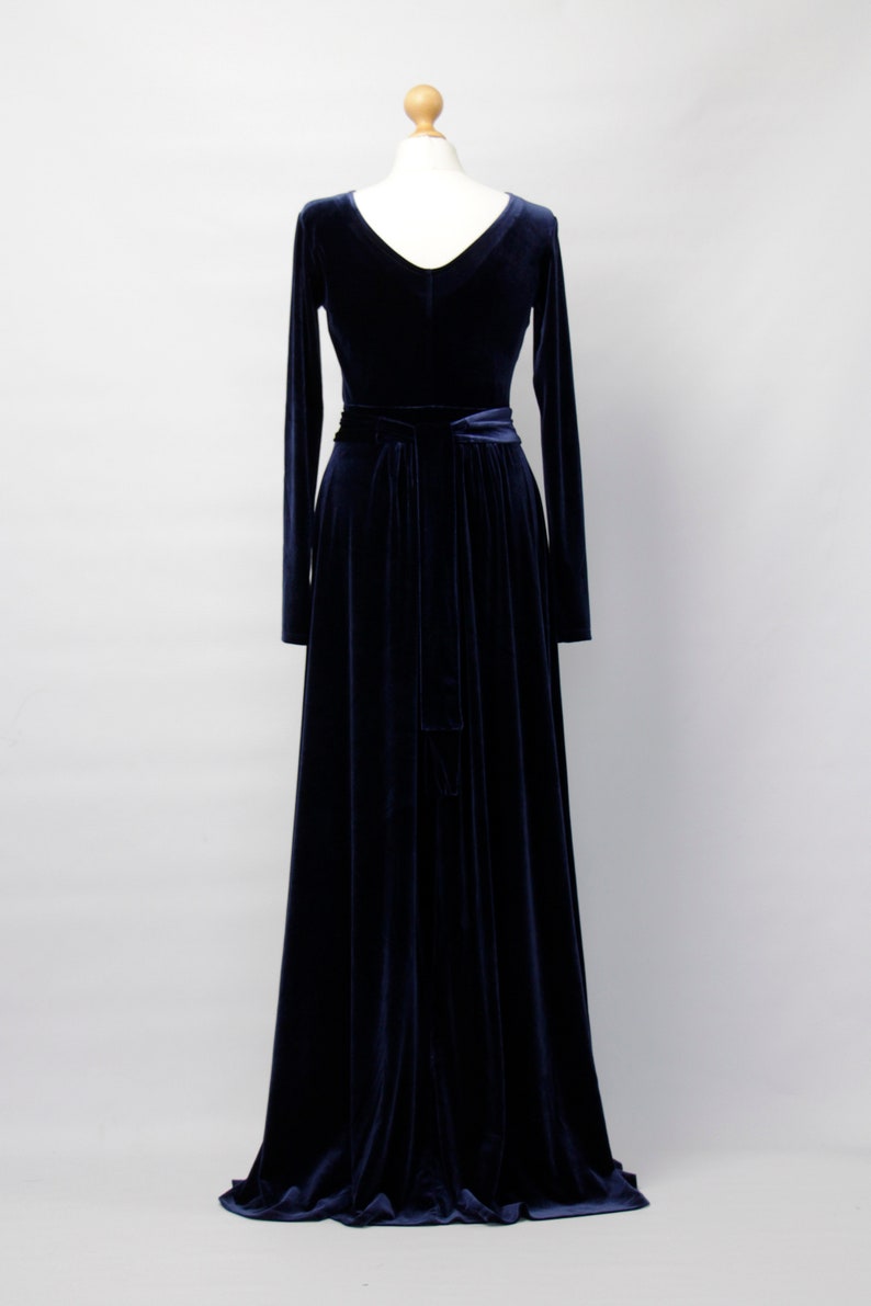 Velvet Maxi Dress Velvet Bridesmaid Party Dress Navy Blue Maxi Etsy