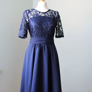 Short navy blue dress Navy blue bridesmaid dress Navy blue cocktail dress Navy party dress Navy blue lace dress Short bridesmaid
