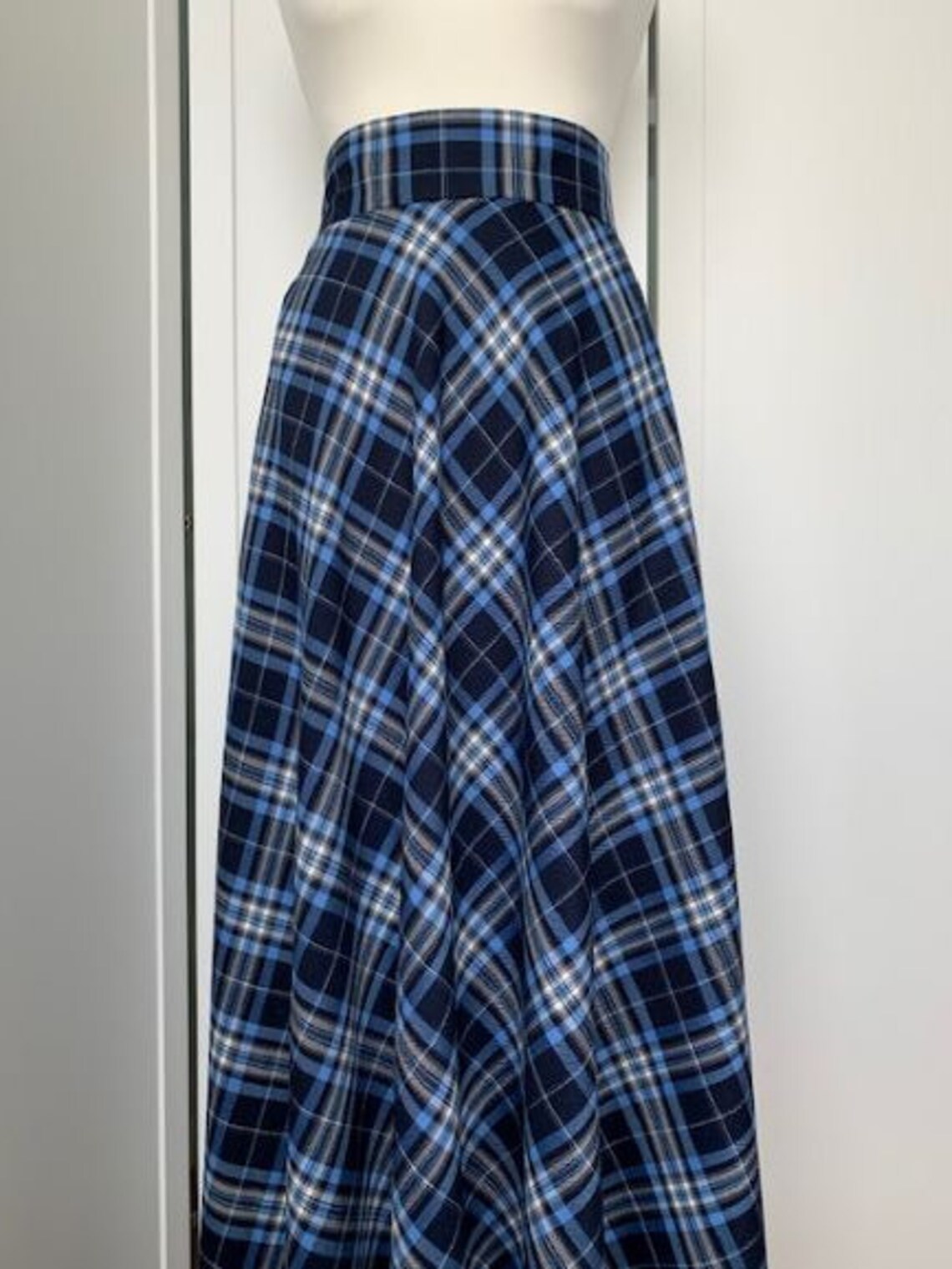 Blue plaid maxi skirt Navy Blue plaid maxi skirt Long tartan | Etsy