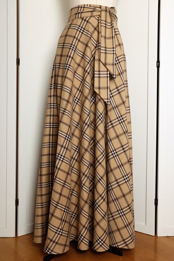 Plaid Skirt Women Beige Plaid Skirt With Pockets Tartan Skirt