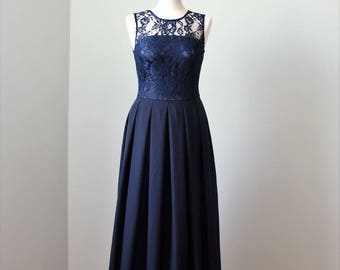 Long navy blue bridesmaid dress with sleeves Navy blue lace dress Long navy dress Navy bridesmaid dress Prom navy dress