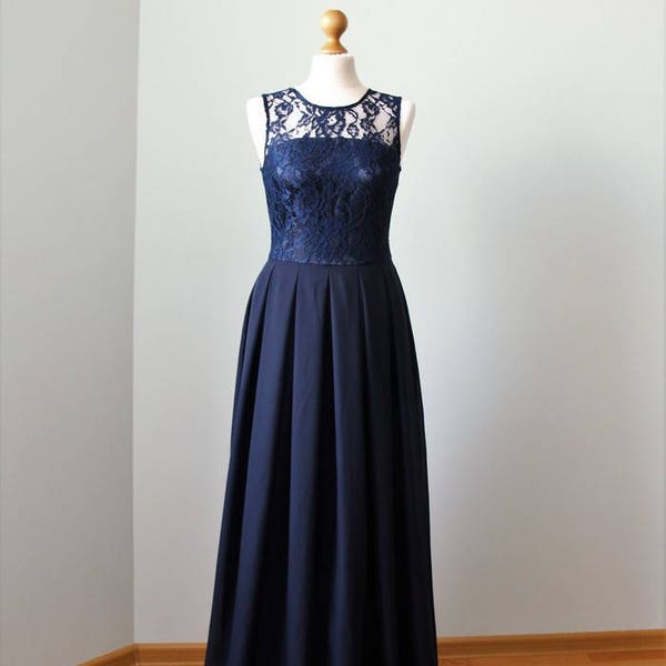 Long navy blue bridesmaid dress with sleeves Navy blue lace dress Long navy dress Navy bridesmaid dress Prom navy dress