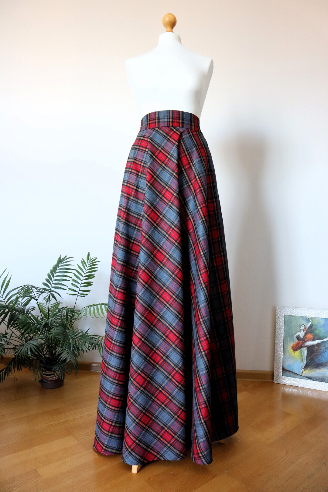 Red Tartan Maxi Skirt Grey Plaid Maxi Skirt Grey Maxi Skirt - Etsy