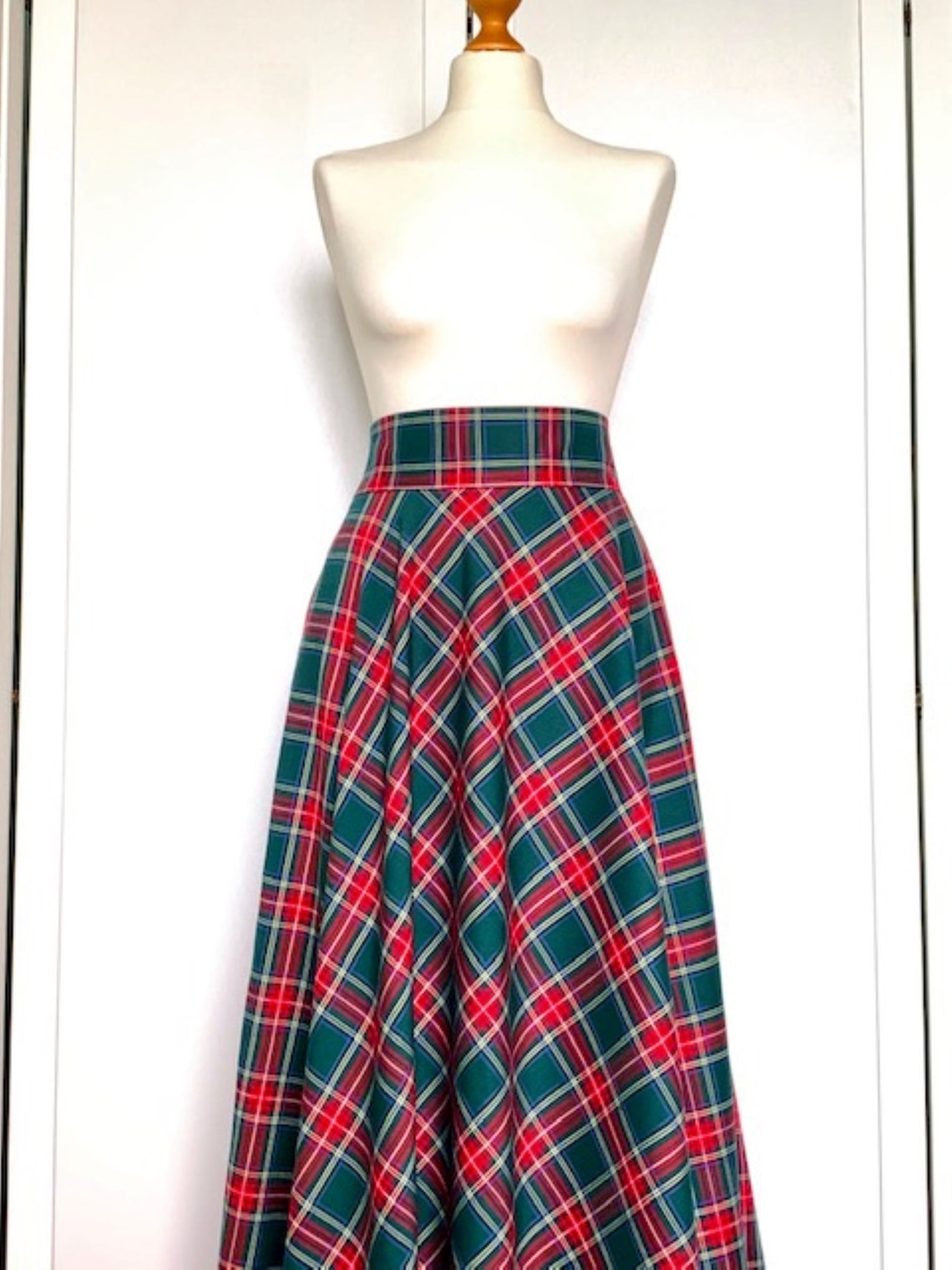 Winter plaid maxi skirt Green plaid maxi skirt Long tartan | Etsy