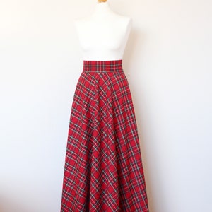 Red Tartan Maxi Skirt Red Plaid Maxi Skirt Red Maxi Skirt With Pockets ...