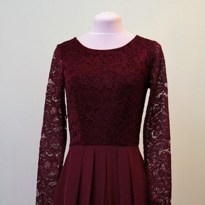 Long burgundy lace dress for bridesmaids Burgundy bridesmaid dress Long bridesmaid dress Long prom dress Burgundy dress women