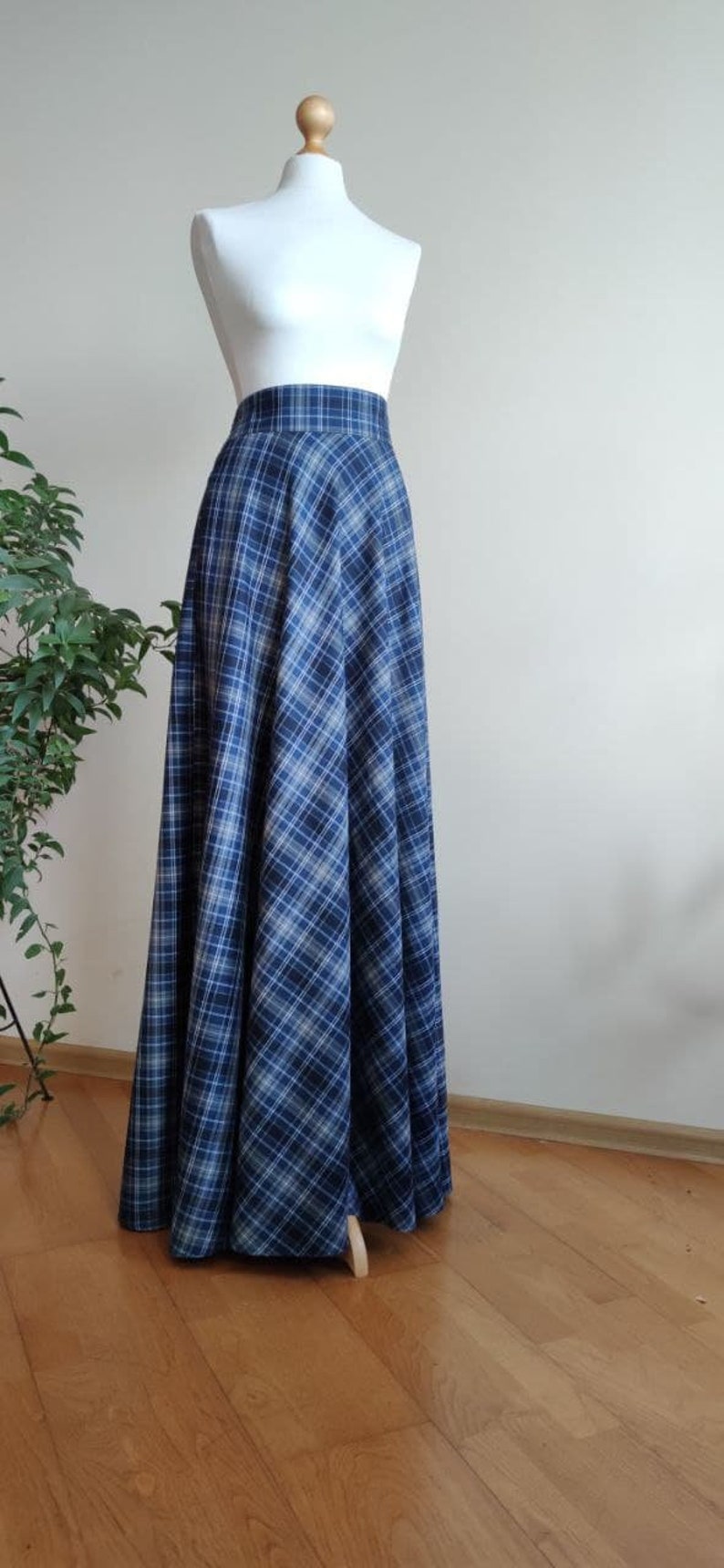 Blue Plaid Maxi Skirt Navy Blue Plaid Maxi Skirt Long Tartan - Etsy
