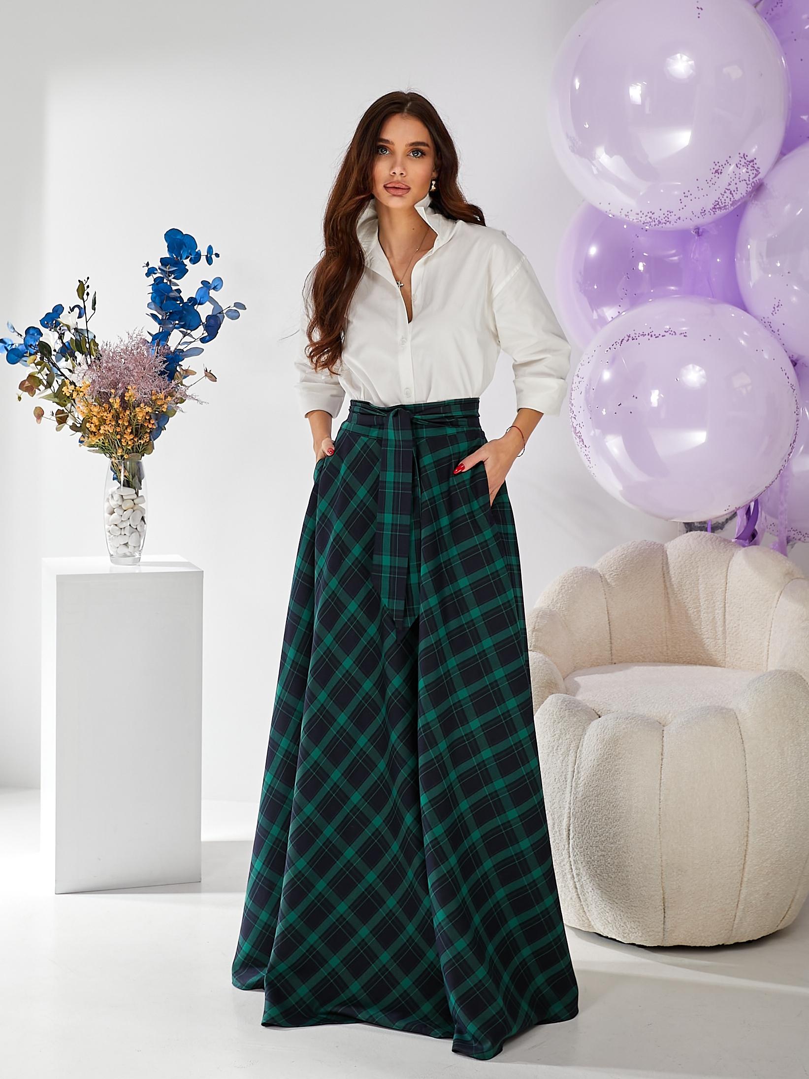 Plaid Green Maxi Skirt 2018 Fall The Velvet Column -- Emerald – The
