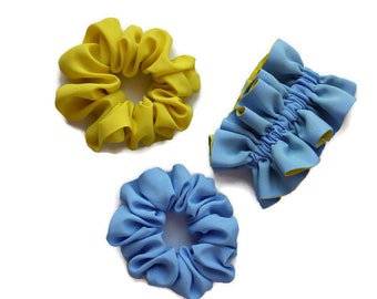 Summer Hair Scrunchies  Silk Scrunchie Silk hair scrunchies Hair accessory Handmade hair scrunchies  Bundle of 3 Ukraine flag colors