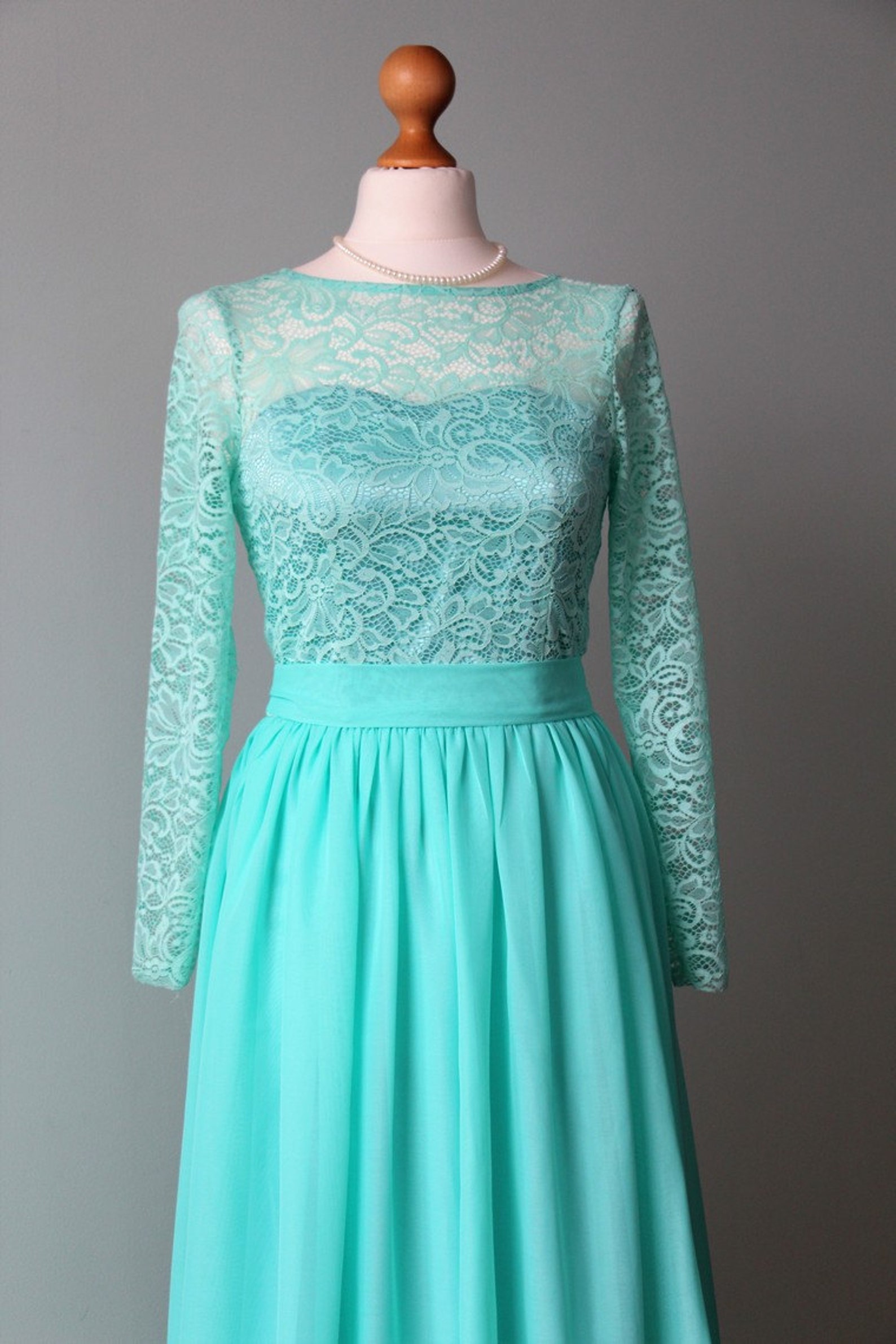 Mint Bridesmaid Dress Long Mint Dress Lace Mint Dress Long Etsy