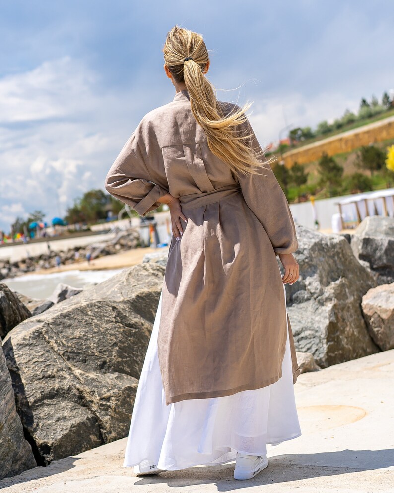 Leinenhemd/Leinenhemd/Leinenhemd mit Gürtel/Kimono Top/Leinenhemden Damen Bild 9