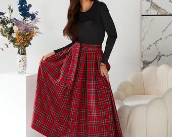 Plaid midi skirt queen hotsell