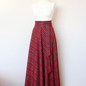 Red Tartan Maxi Skirt Red Plaid Maxi Skirt Red Maxi Skirt With Pockets ...