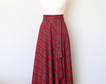 Red Tartan Maxi Skirt Red Plaid Maxi ...