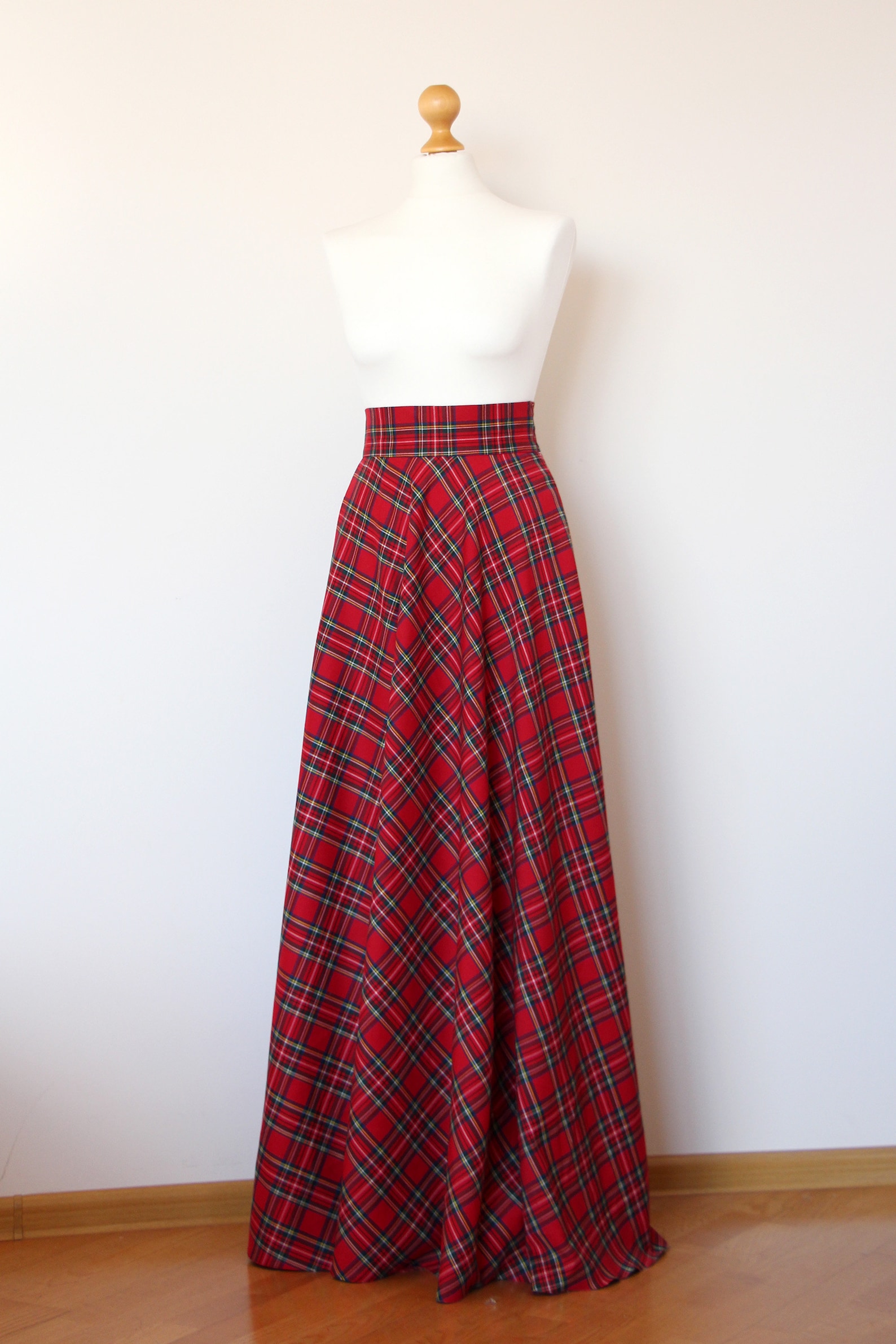 Red tartan maxi skirt Red plaid maxi skirt Red maxi skirt | Etsy