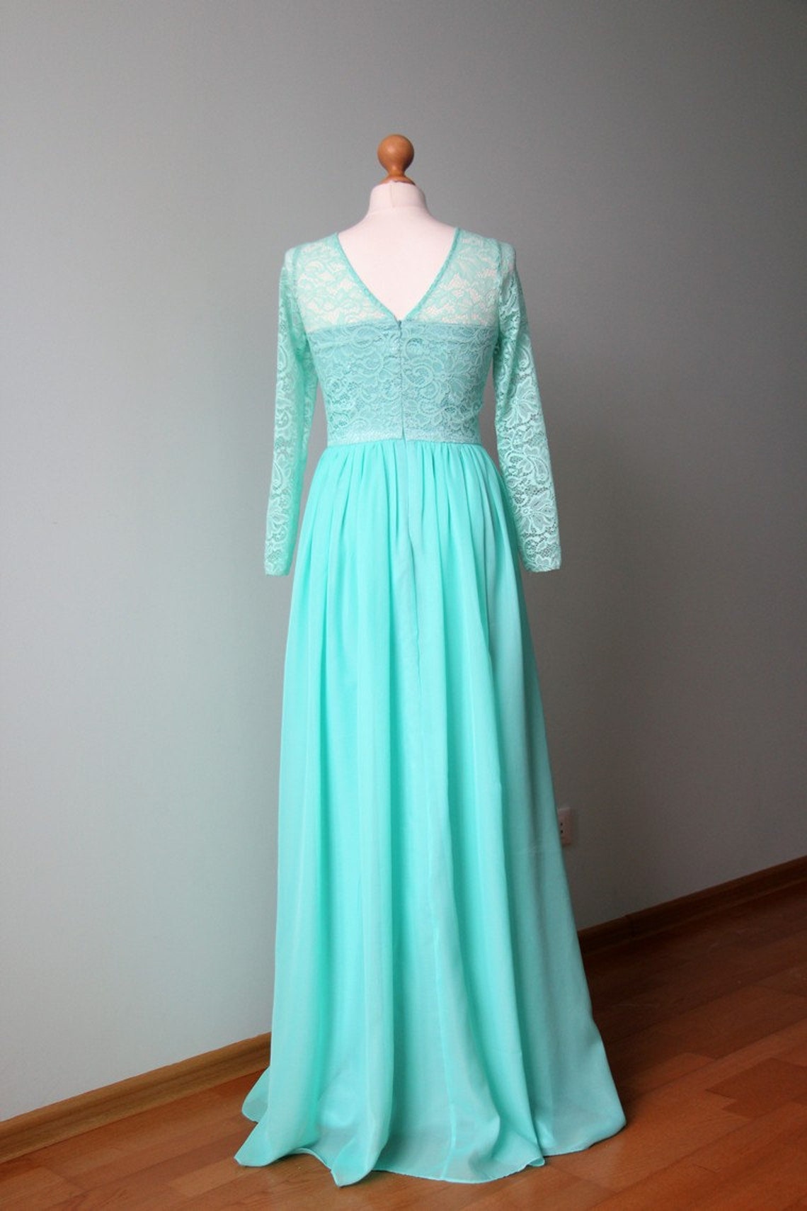 Mint Bridesmaid Dress Long Mint Dress Lace Mint Dress Long Etsy