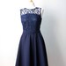 Short navy blue dress Navy blue bridesmaid dress Navy blue cocktail dress Navy party dress Navy blue lace dress Short bridesmaid 