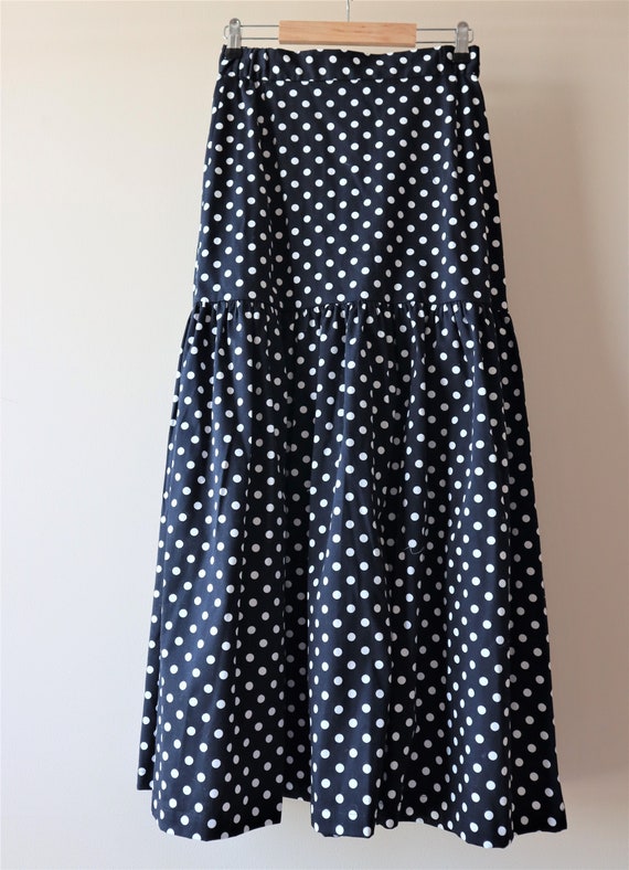 Polka Dot Skirt Dark Blue Polka Dot Skirt Midi Skirt 100% - Etsy