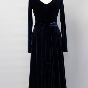 Velvet Maxi Dress Velvet Bridesmaid Party Dress Navy Blue Maxi Dress ...