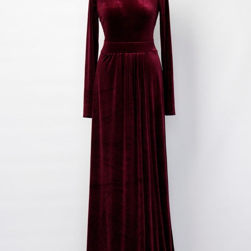 besame burgundy velvet long sleeve maxi dress Bella and Bloom Boutique main image 0