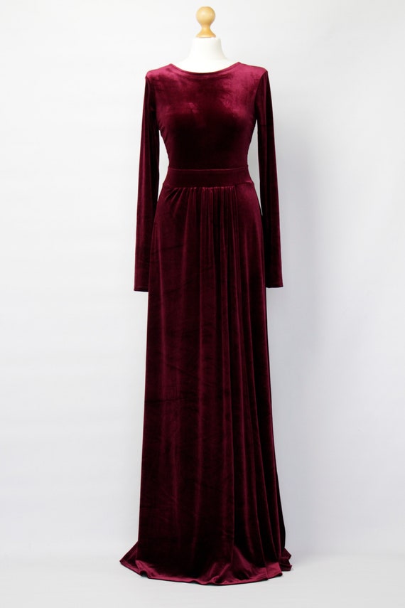 etsy velvet bridesmaid dress